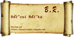 Bácsi Réka névjegykártya